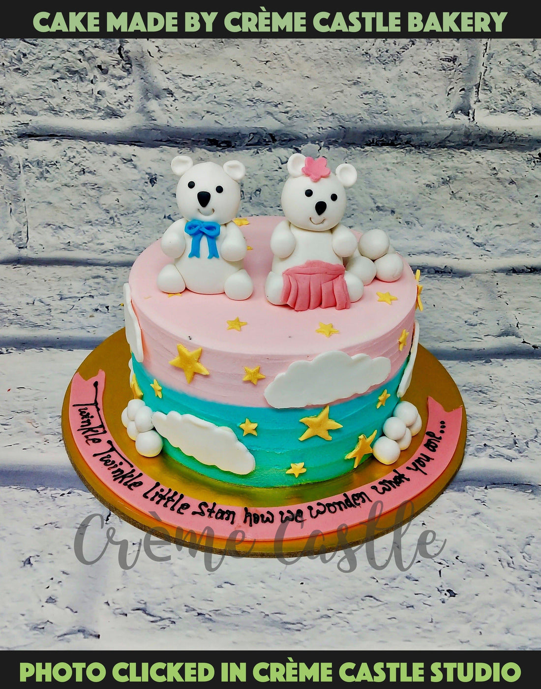 Teddy and Rainbow Cake - Creme Castle