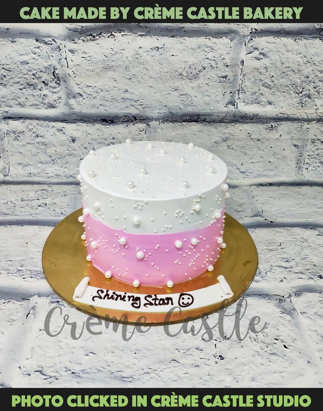 Pink and Pearls Cake - Creme Castle