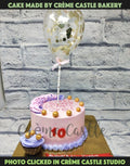 Balloon and Gold Pearls Cake