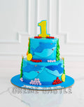 Baby Shark Tier Blue Cake