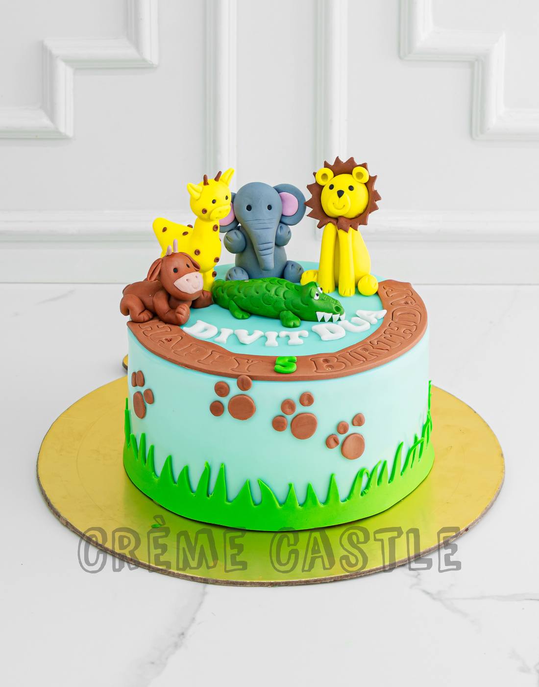 Jungle Hippo Cake. Monkey Theme Cake. Noida & Gurgaon