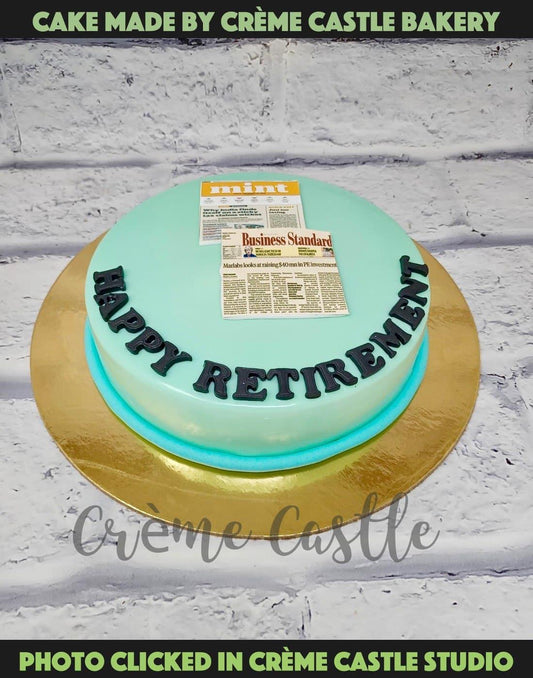 Newspaper Retirement Cake - Creme Castle