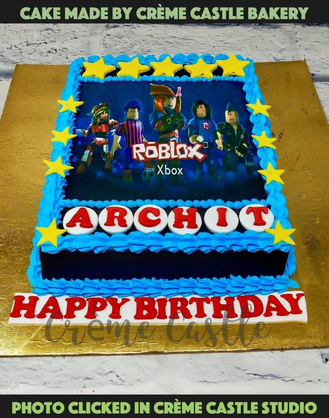 Robolox Photo Cake - Creme Castle