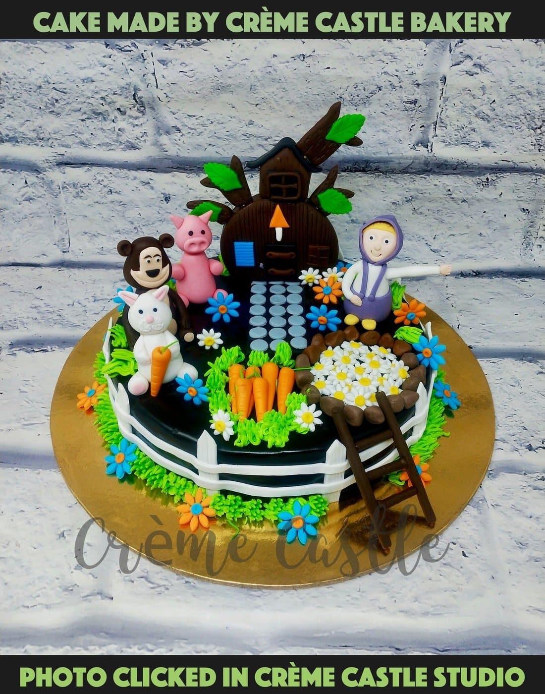 Masha Bear Theme Cake by Creme Castle