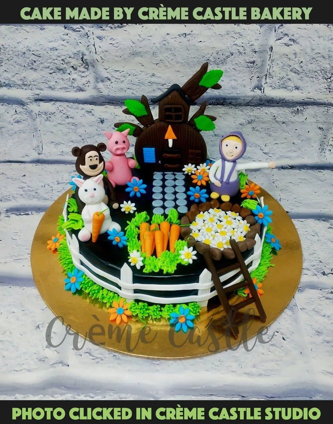 Masha and Bear Fondant Cake. Masha Theme Cake. Noida & Gurgaon