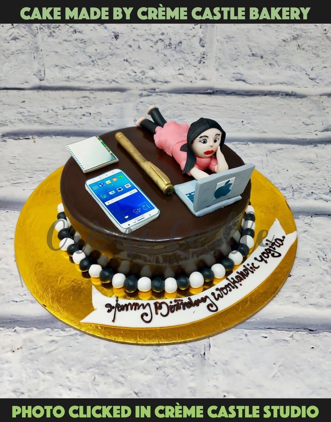 Workaholic Girl Cake. Cake Designs for Wife. Noida & Gurgaon – Creme Castle