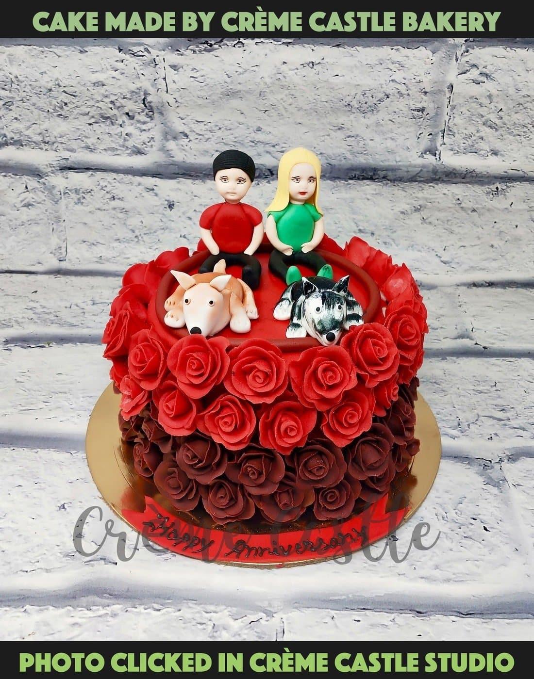 Roses Family Dog Cake - Creme Castle