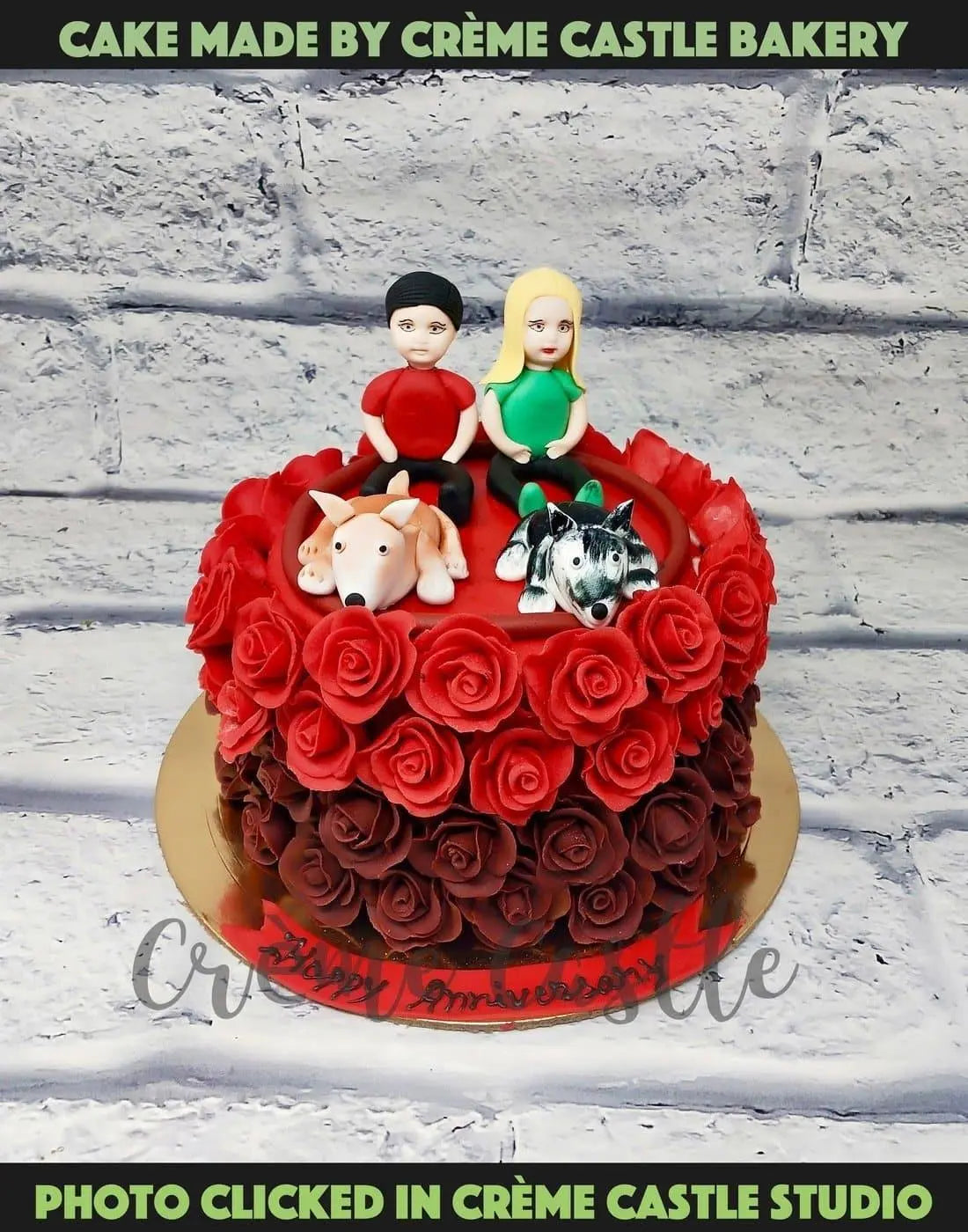 Roses Family Dog Cake - Creme Castle