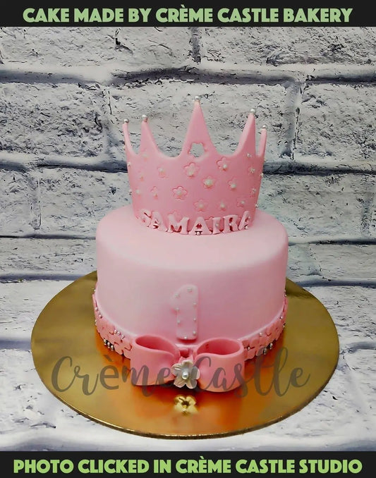 Pink Royal Tiar Cake - Creme Castle