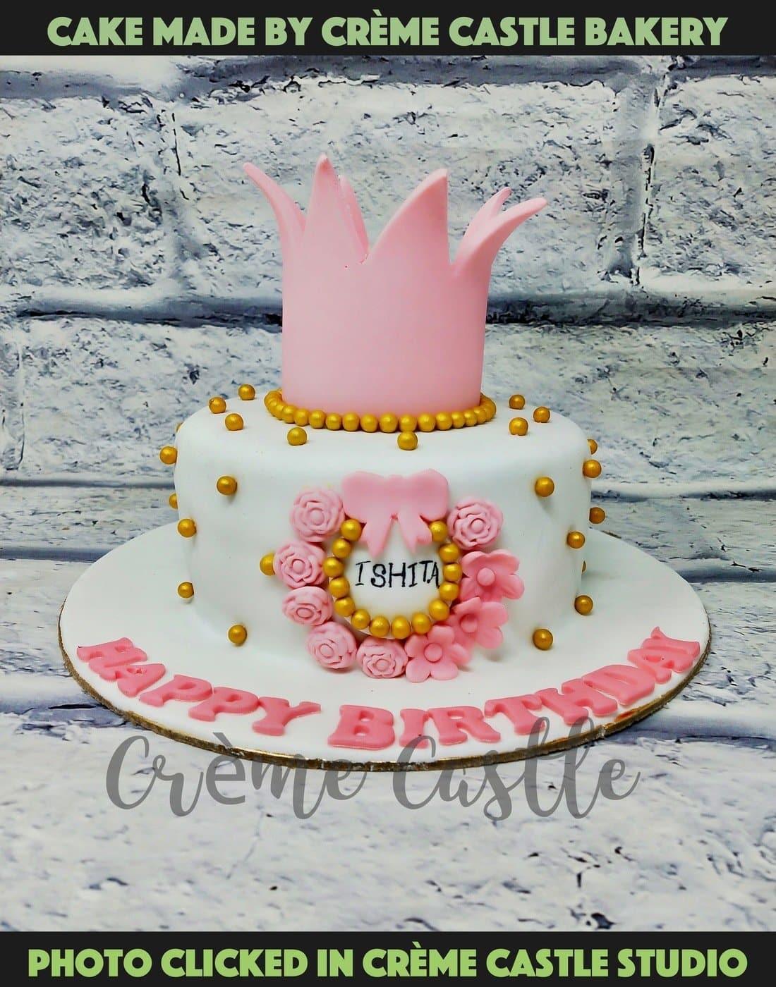 Pearl Tiara Cake - Creme Castle