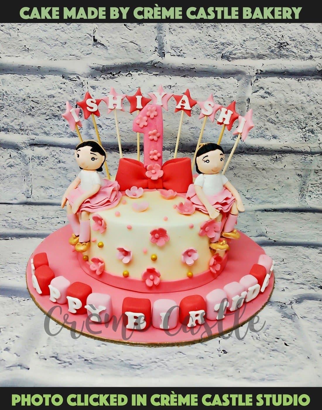 Evan & Reya Baby Animals Twins Birthday Cake - Rashmi's Bakery