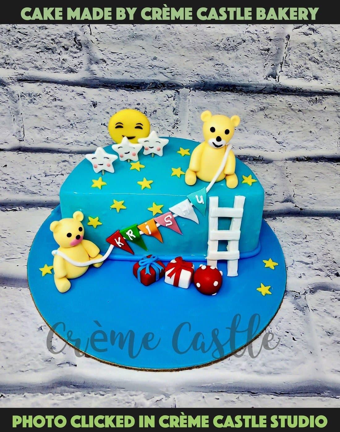 6 Months Cake. Half Birthday Cake. Teddy Ladder Theme. Noida & Gurgaon