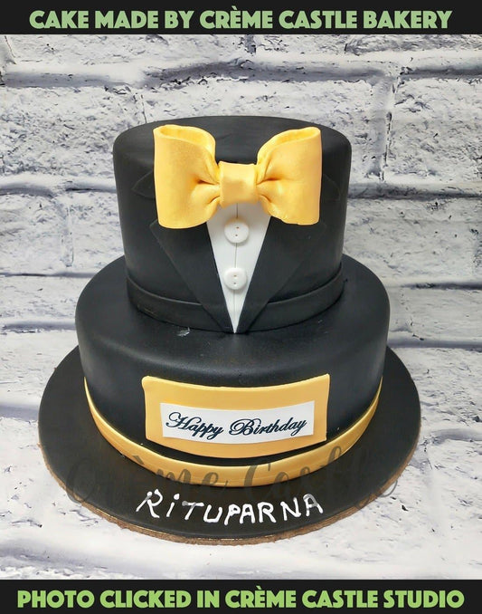 Gold Tuxedo Cake - Creme Castle