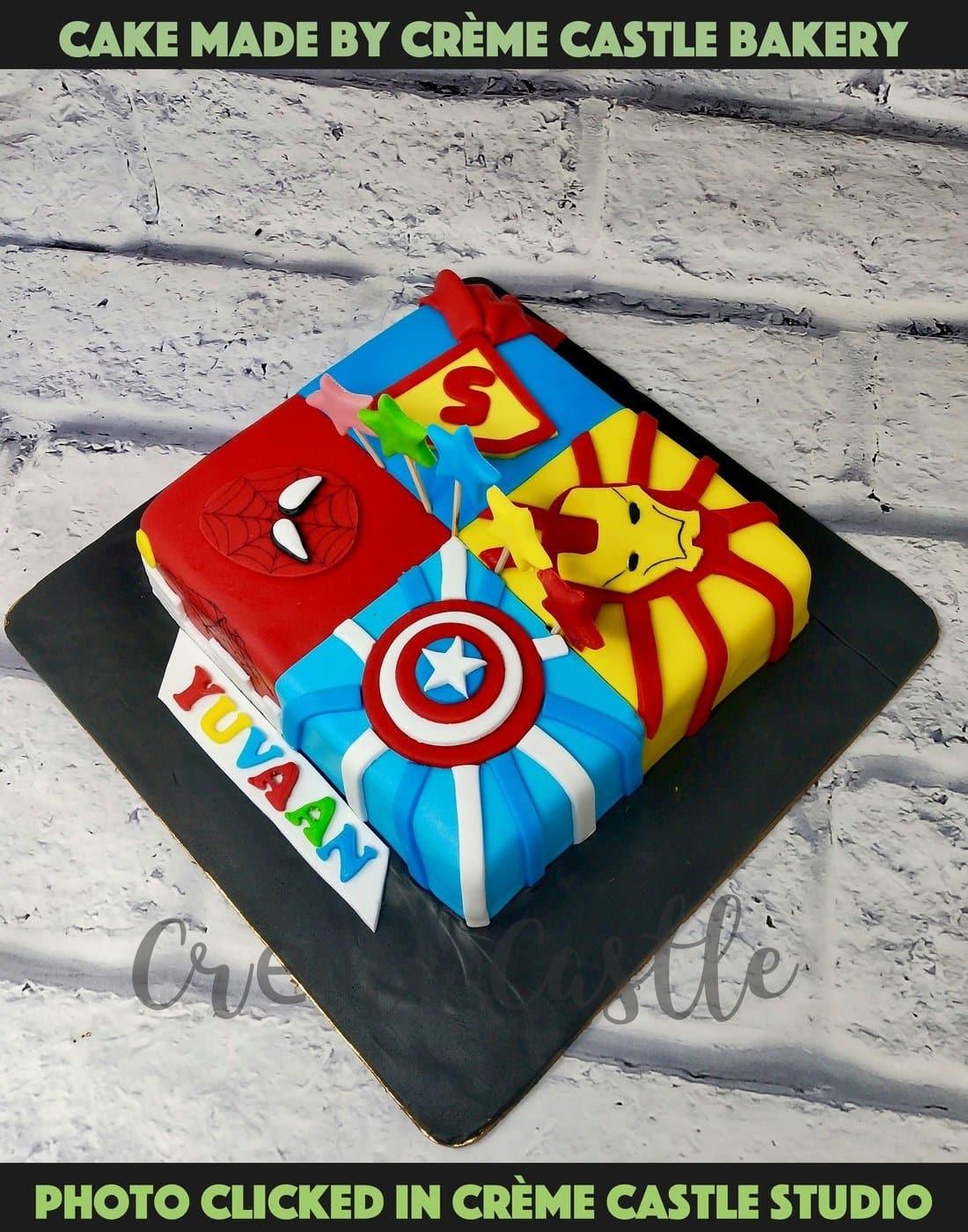 Superhero Square Cake - Creme Castle