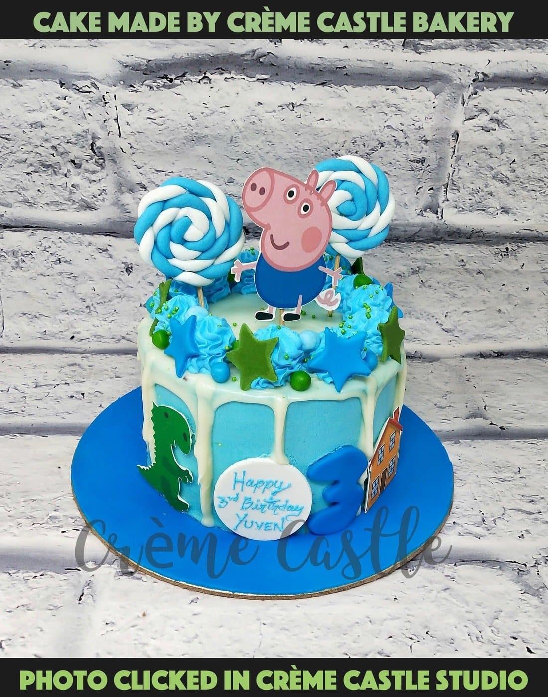 Peppa Pig Drip Cake. Kids Birthday Cake Ideas. Noida & Gurgaon