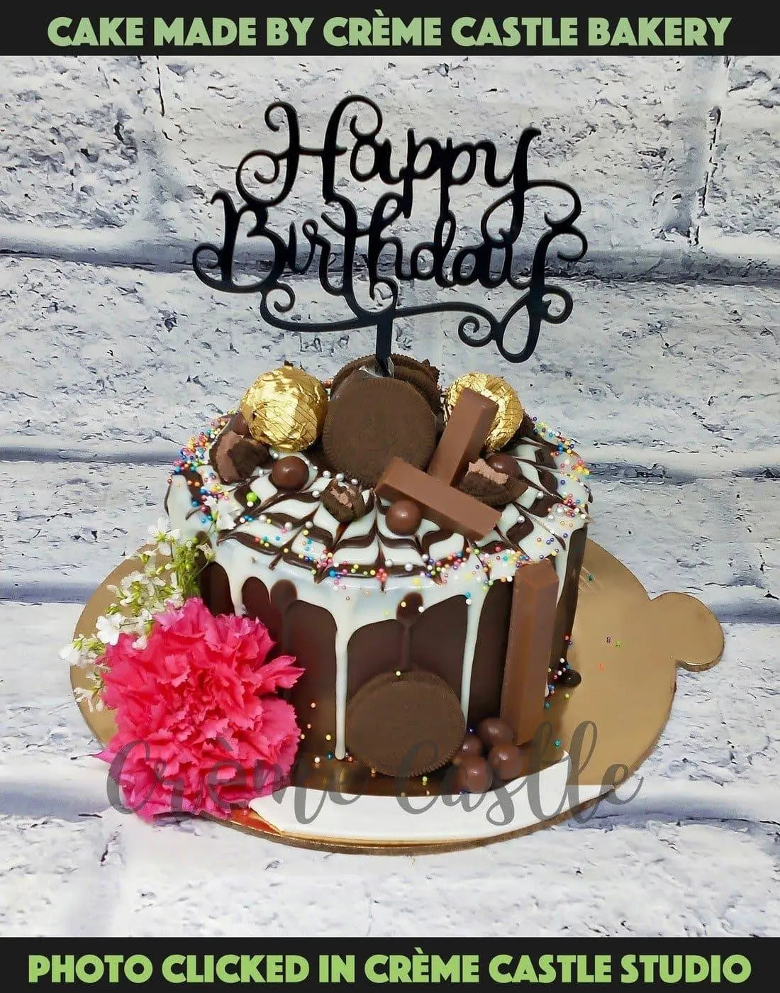 Chocolate Sin Flower Cake - Creme Castle