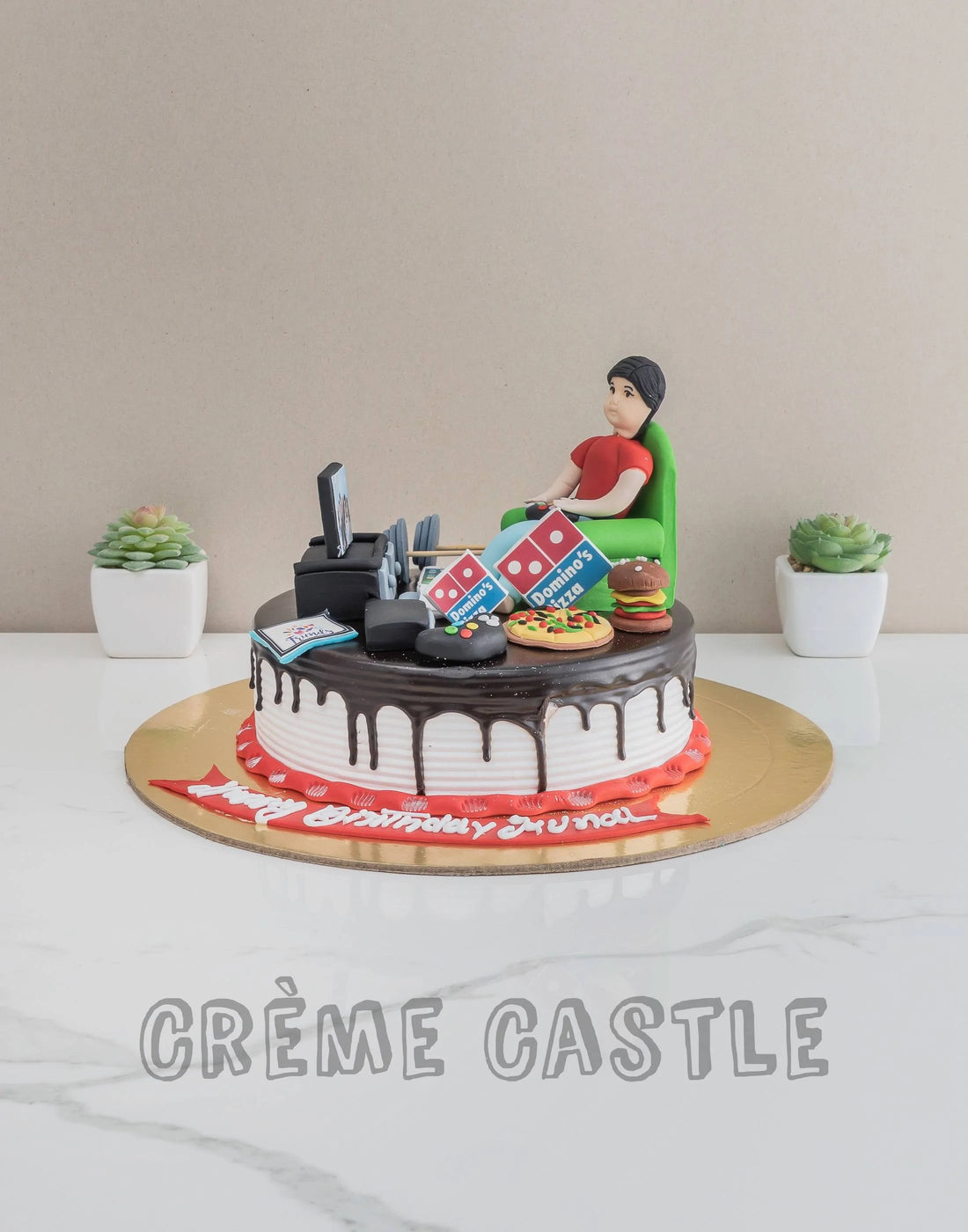 Workaholic Theme Cake with Couch by Creme Castle