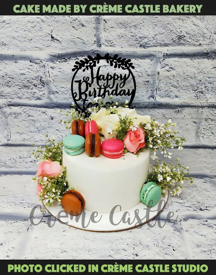 Macaroons Floral Anniversary Cake - Creme Castle