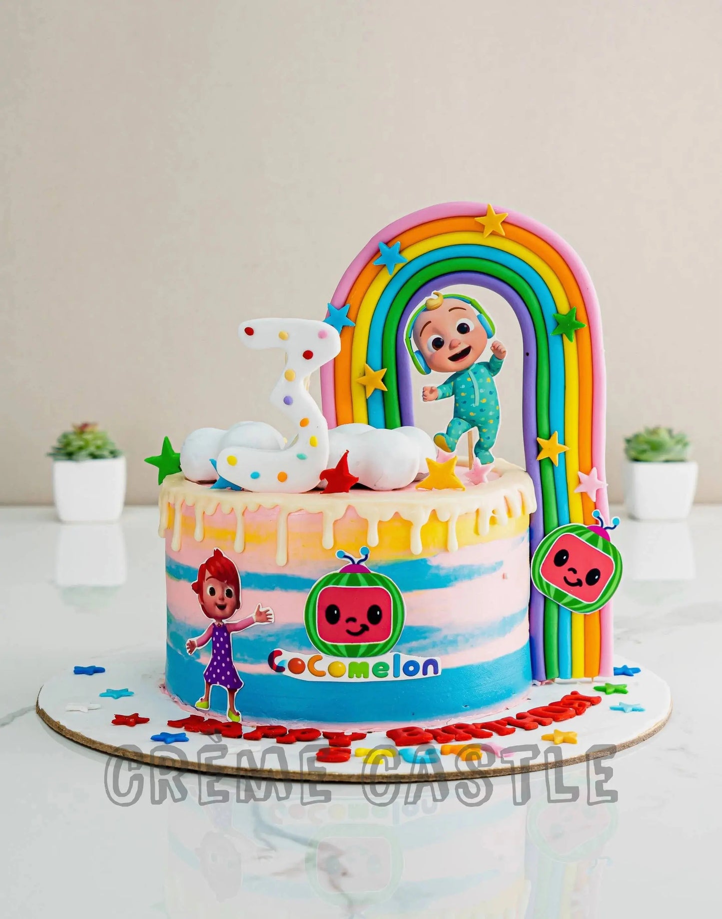 Cocomelon Rainbow Cake - Creme Castle