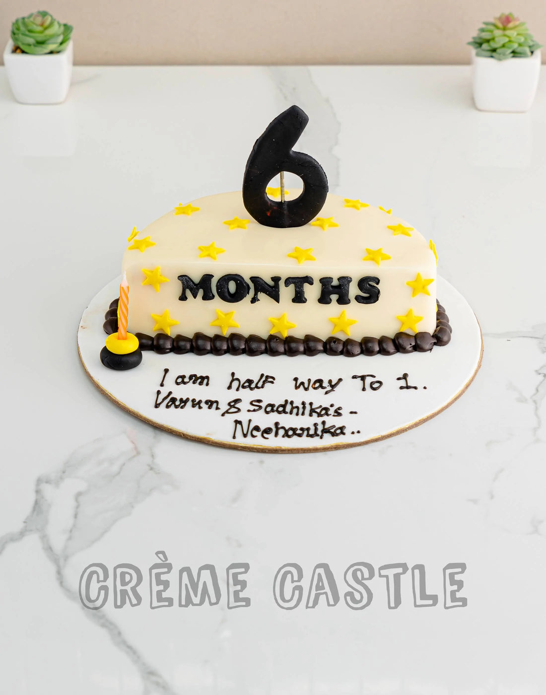 6 Months Cake. Half Birthday Cake. Noida & Gurgaon – Creme Castle