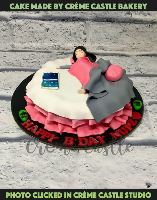 Lazy Girl on Bed Cake - Creme Castle