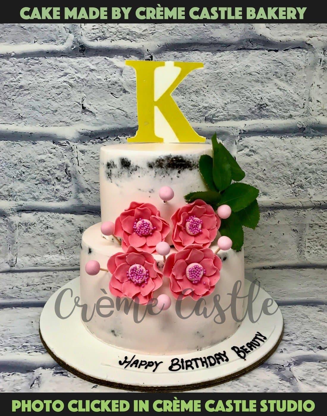 Floral Alphabet Cake. Wedding Cake. Engagement Cake. Noida Gurgaon