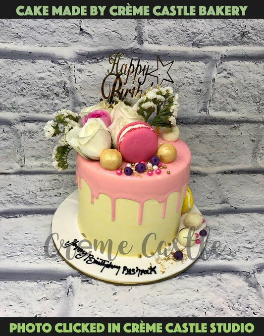 Drip and Floral Cake - Creme Castle