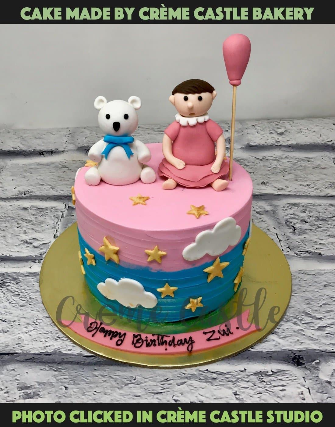 Girl and Teddy Cake. Cake Designs of Girls. Noida & Gurgaon