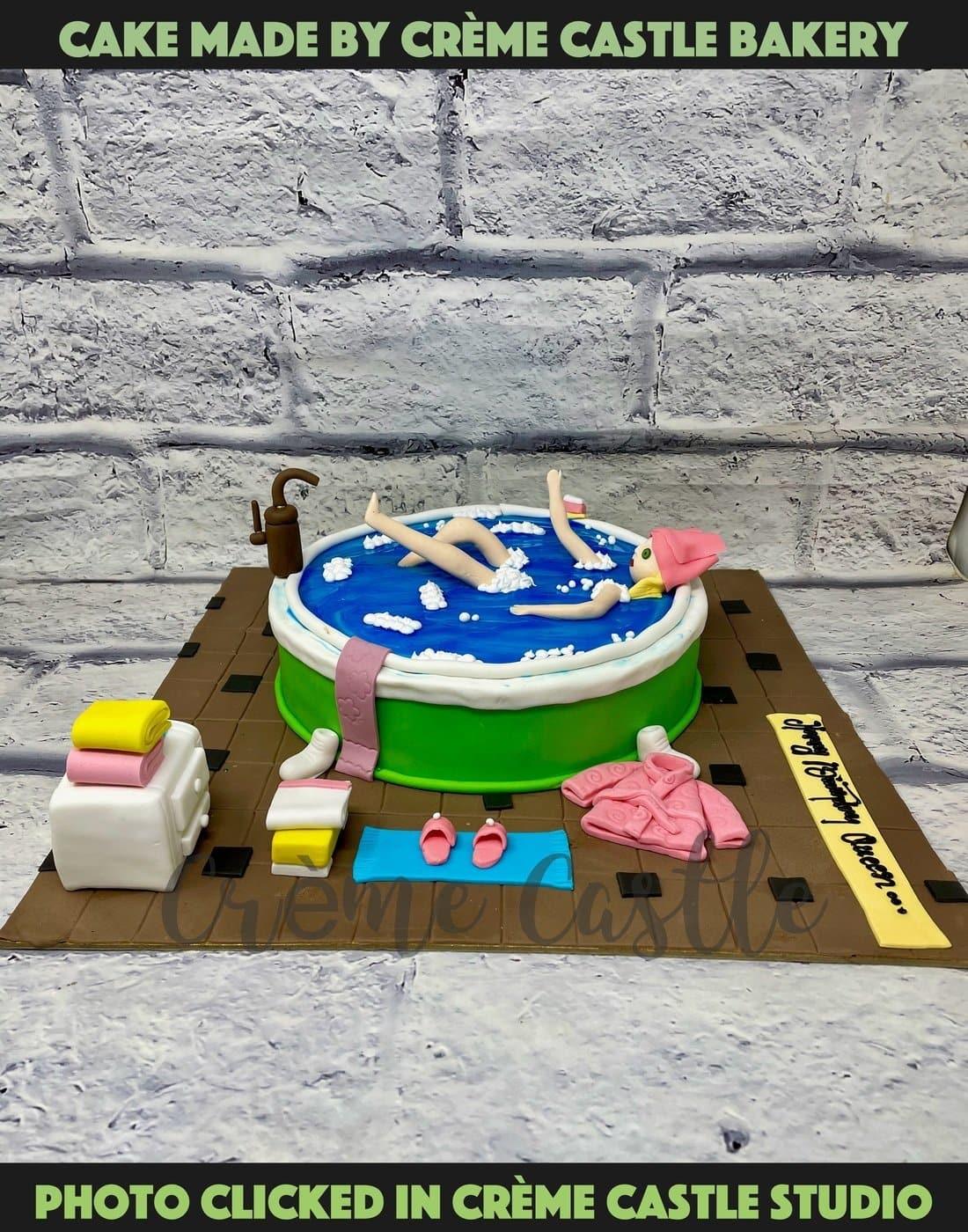 Bathtub Shape Cake - Creme Castle