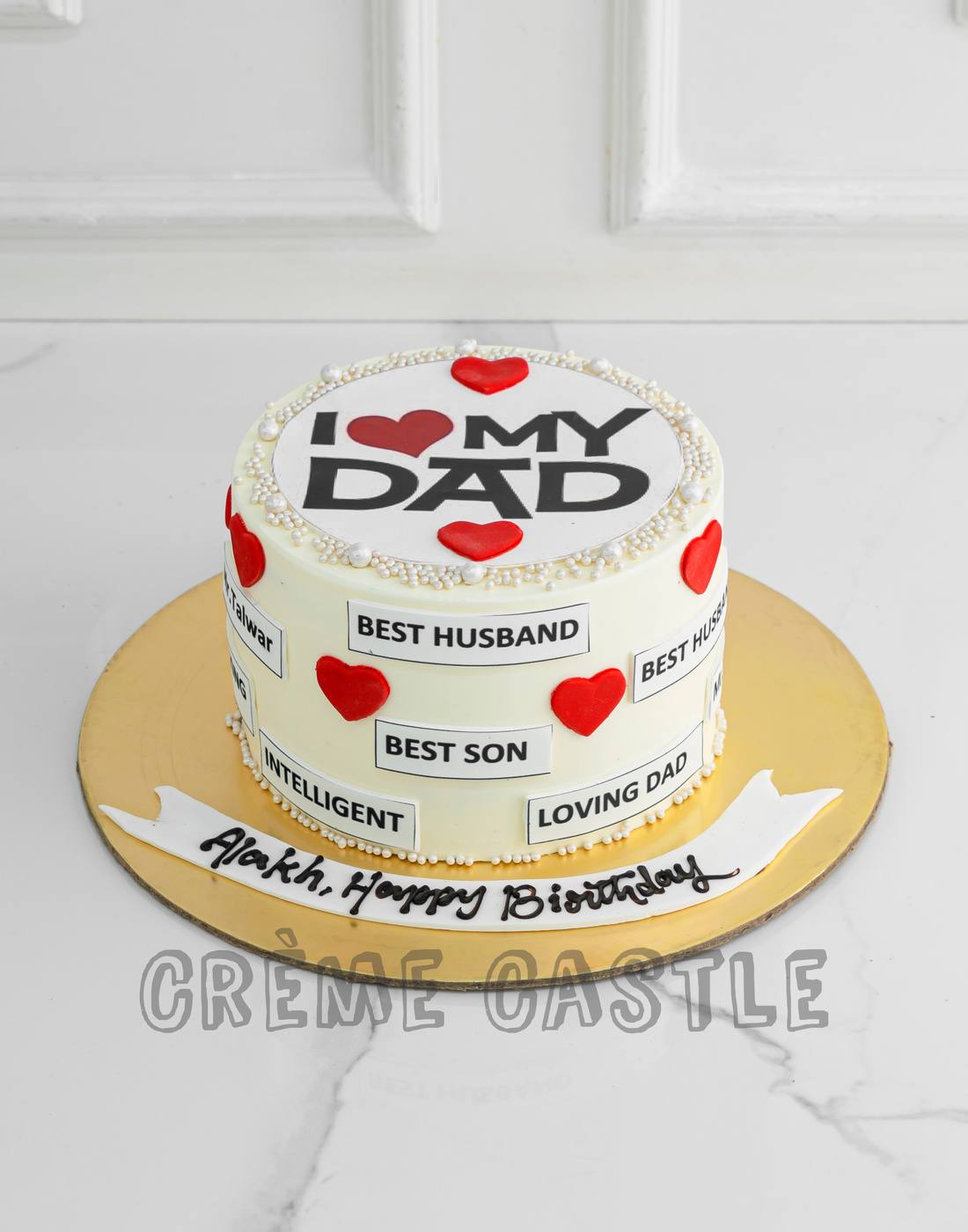 I Love Dad Cake - Creme Castle