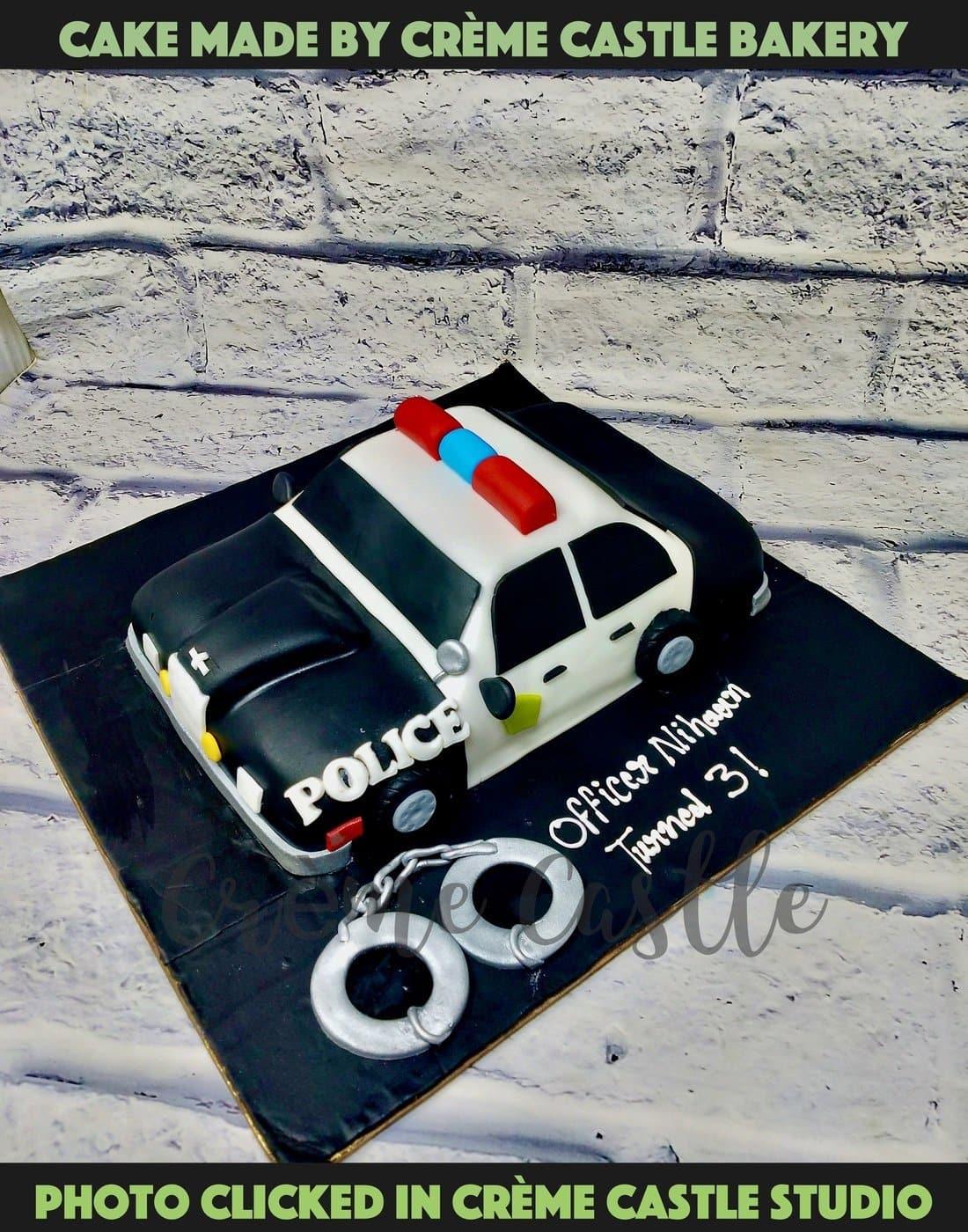 Police Car Shape Cake - Creme Castle