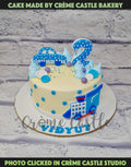 Blue Cars Dots Cake