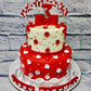 Red Floral Tier Cake - Creme Castle