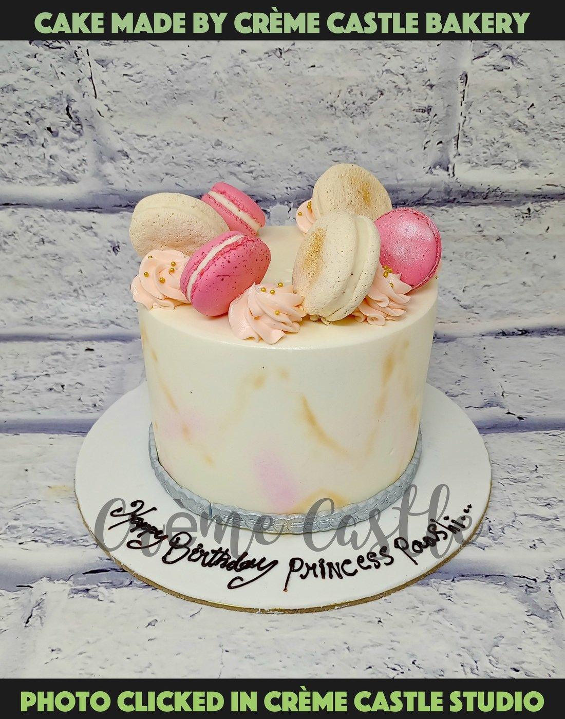 Marble Macaroon Cake - Creme Castle