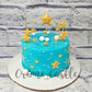 Blue Gold Star Cake - Creme Castle