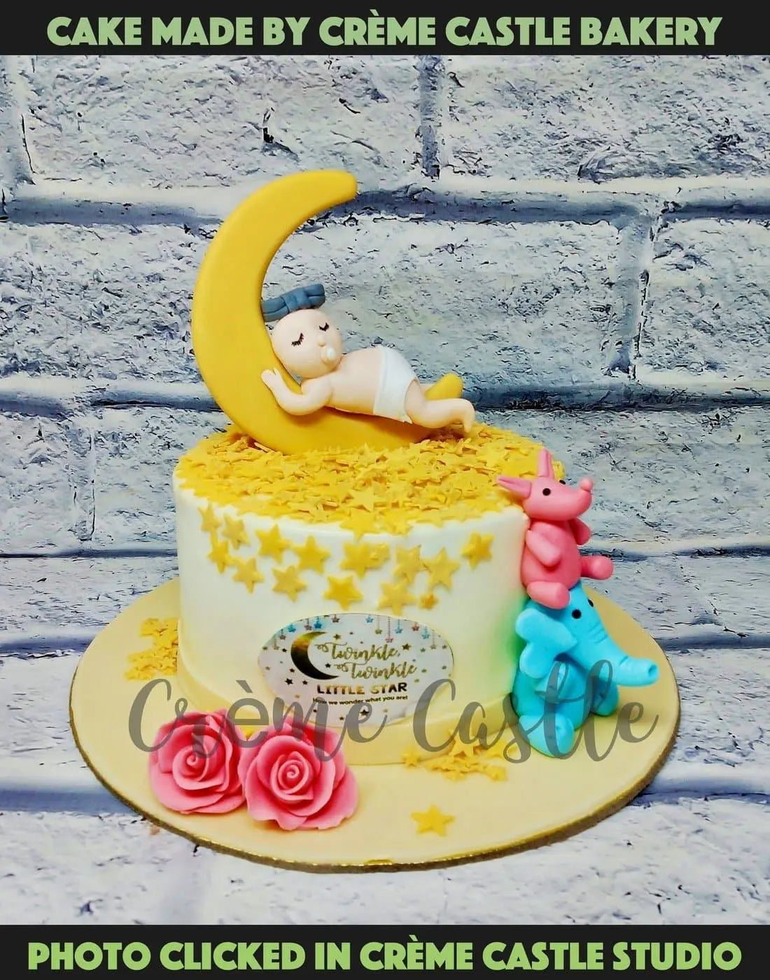 Baby On Moon Cake - Creme Castle