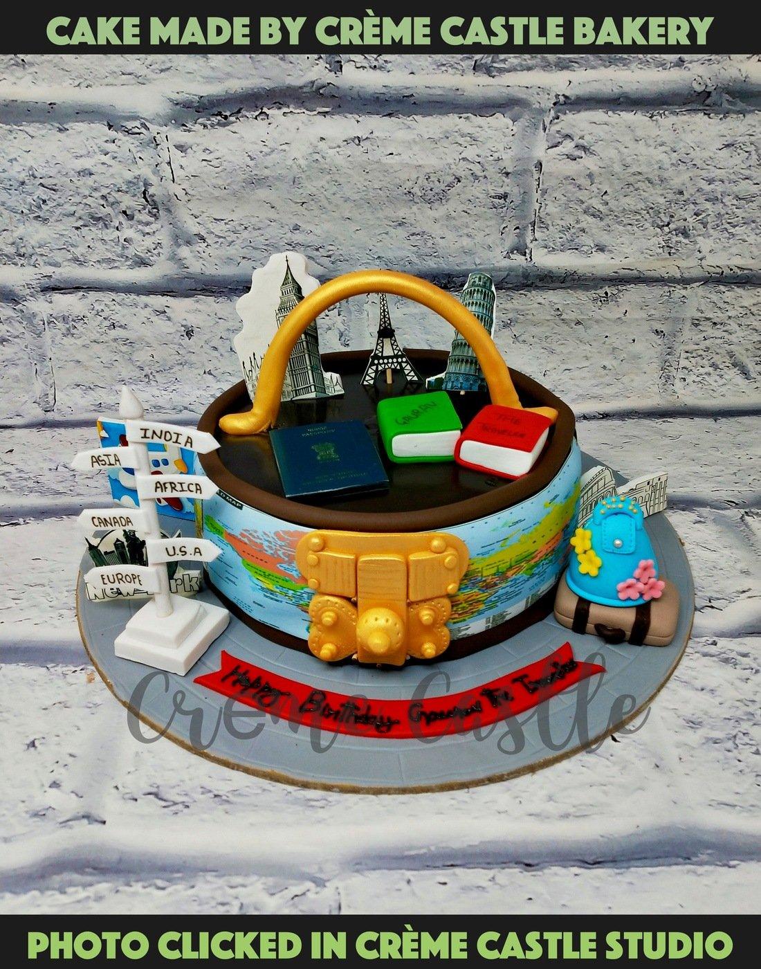 Travel Wonders Cake. World Map Cake. Noida & Gurgaon