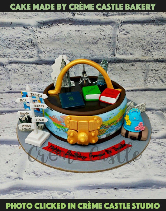 Travel Wonders Cake. World Map Cake. Noida & Gurgaon