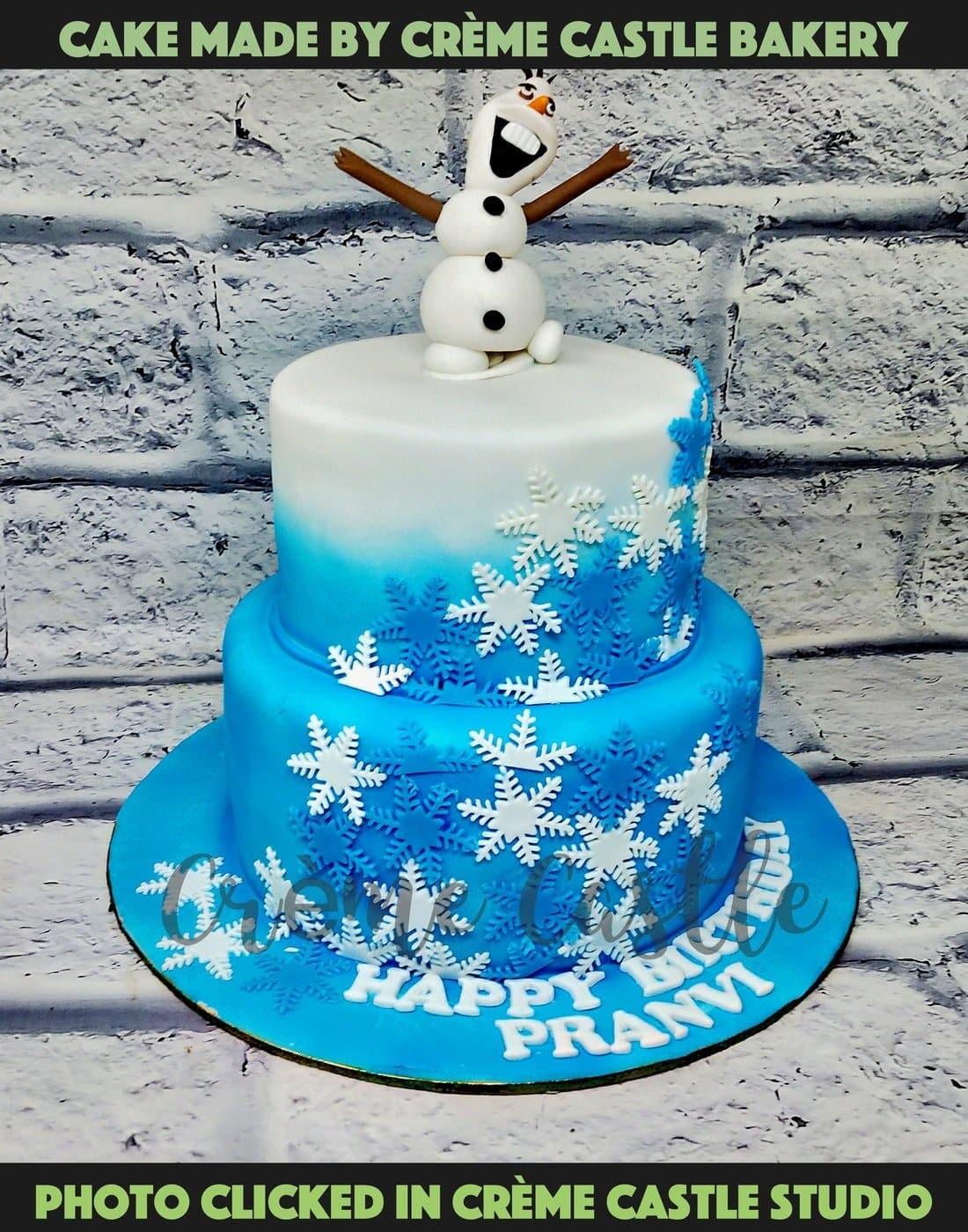 Frozen Hand Brushed Cake - Creme Castle