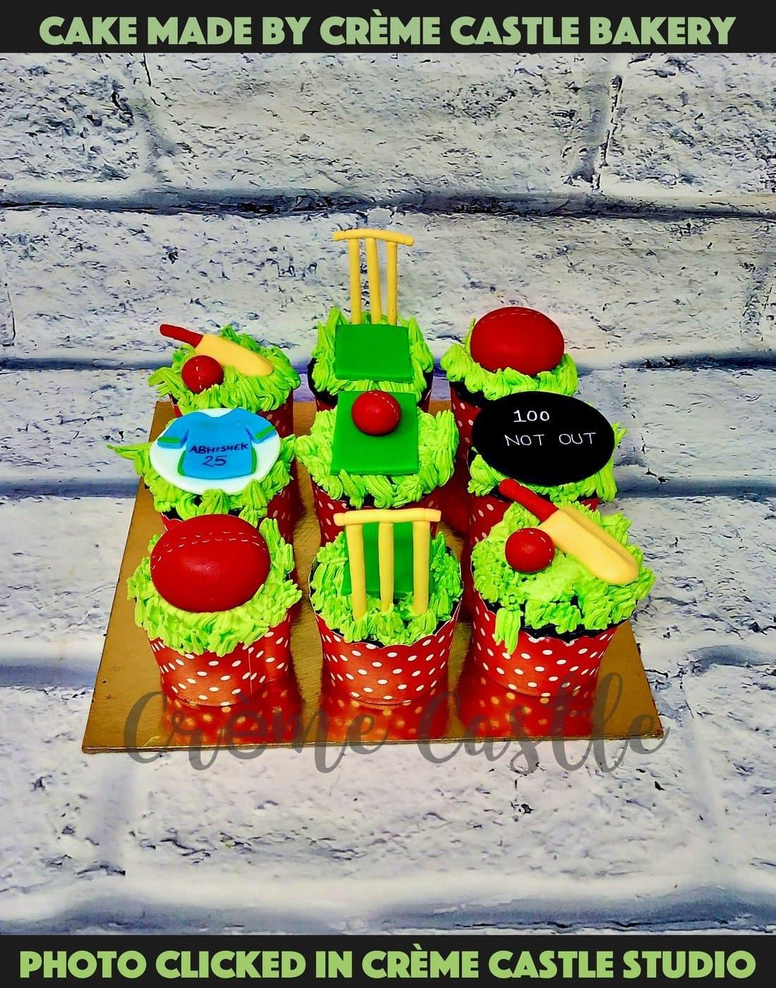 Cricket Theme Cupcakes. Cake Design For Boys. Noida & Gurgaon