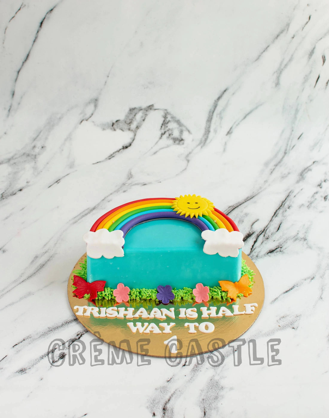 6 Months Cake. Half Birthday Cake. Rainbow Theme Cake. Noida & Gurgaon