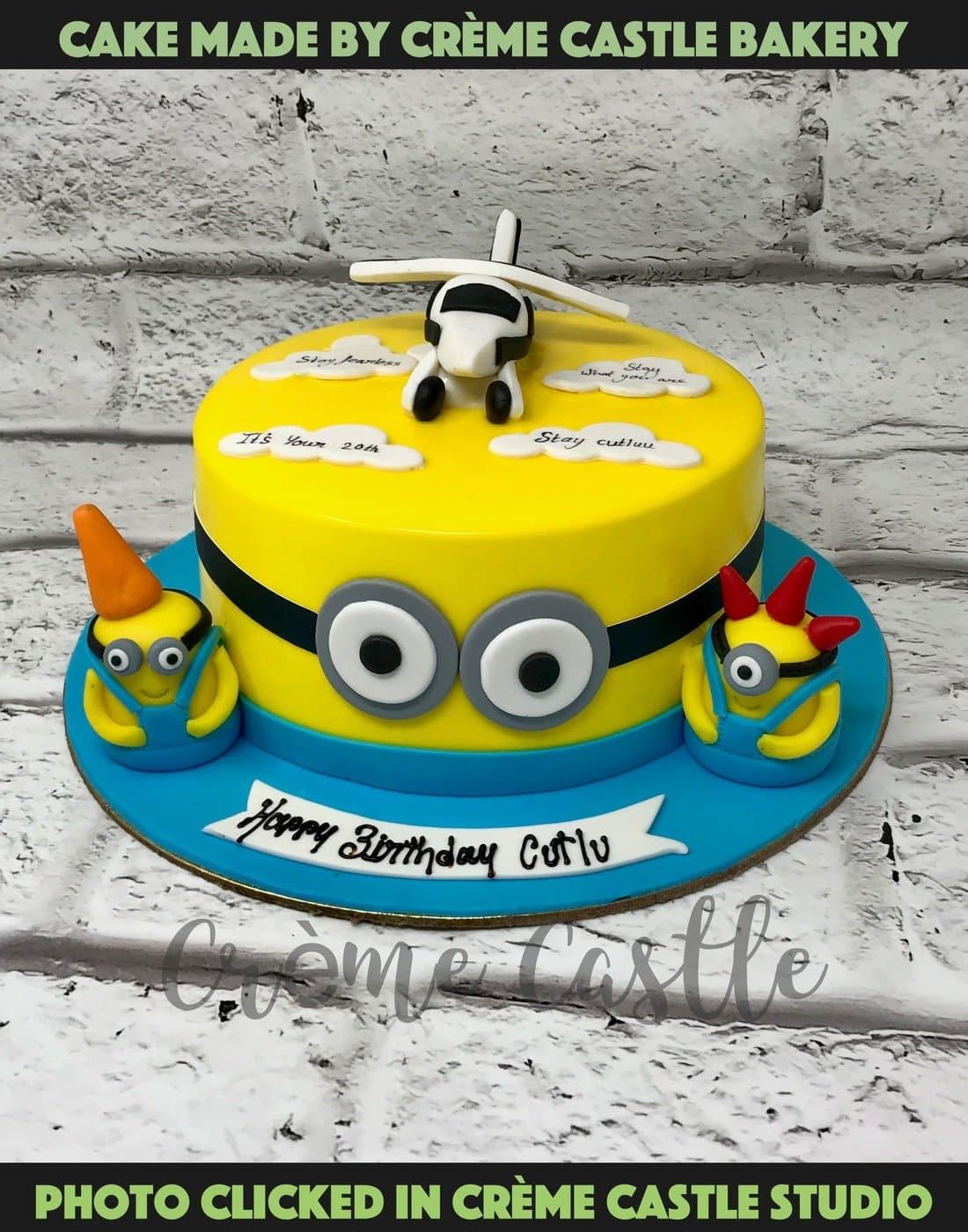 Minion and Plane Design Cake - Creme Castle