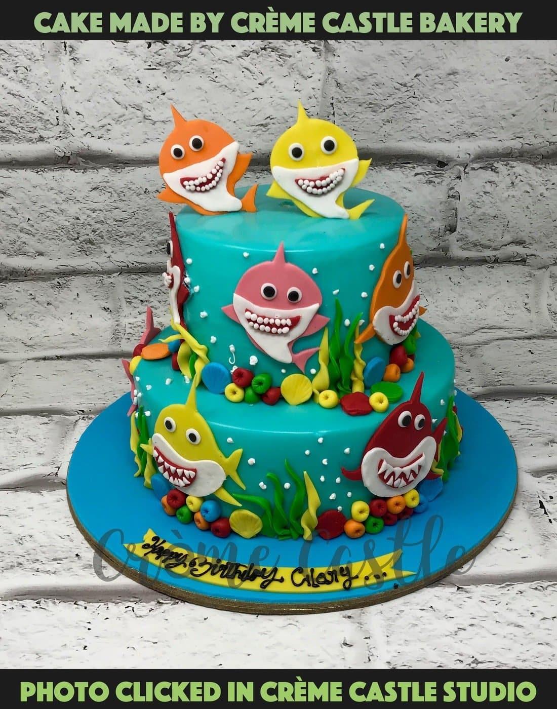 Baby Shark Tier Cake. Underwater Theme Cake. Noida & Gurgaon