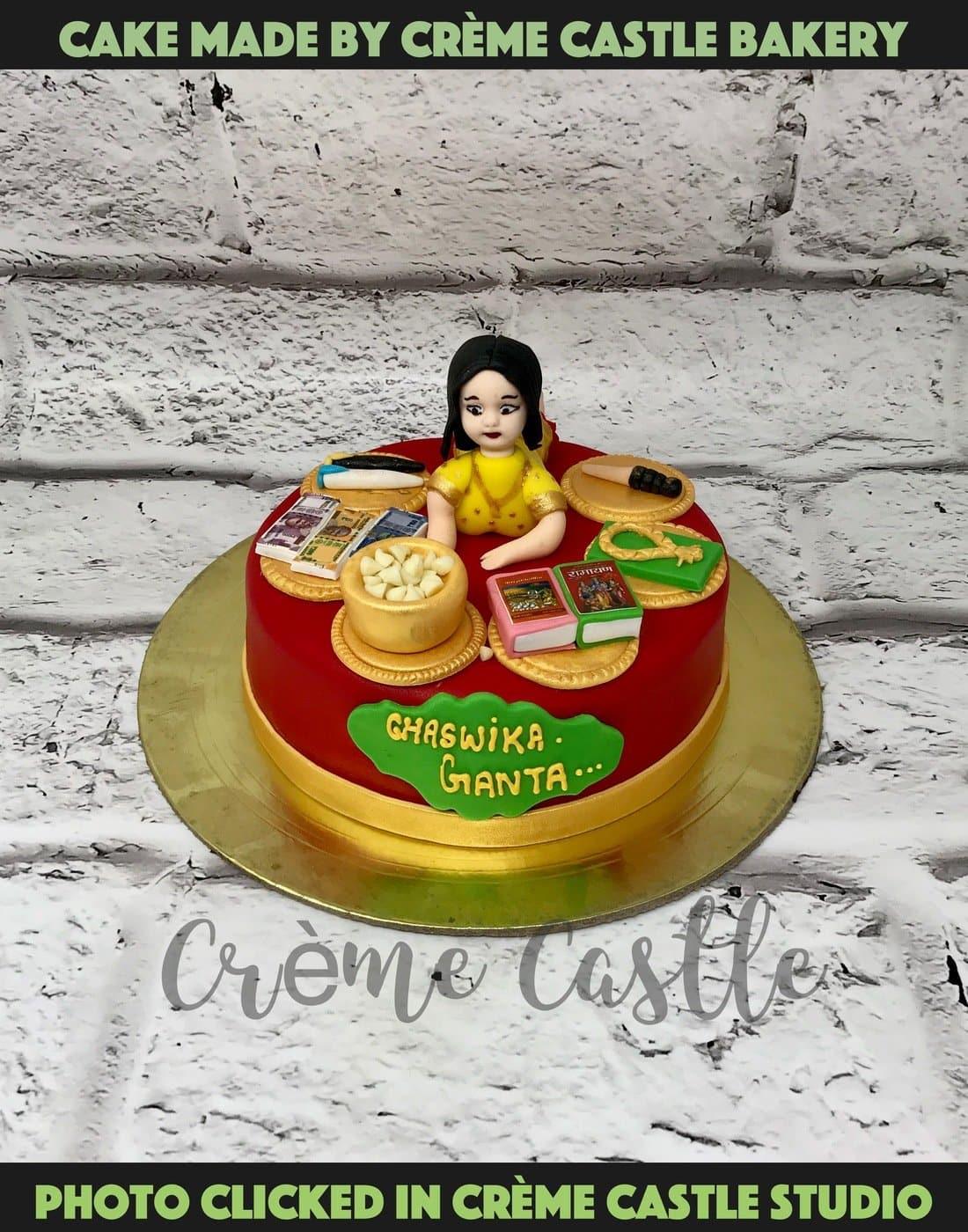 Vanilla Bloom - This has almost become our staple design for small Annaprashan  cakes - cute, compact and delicious ! It went out for baby Dhane's  Annaprashan. ThankYou dear Himangshu for letting