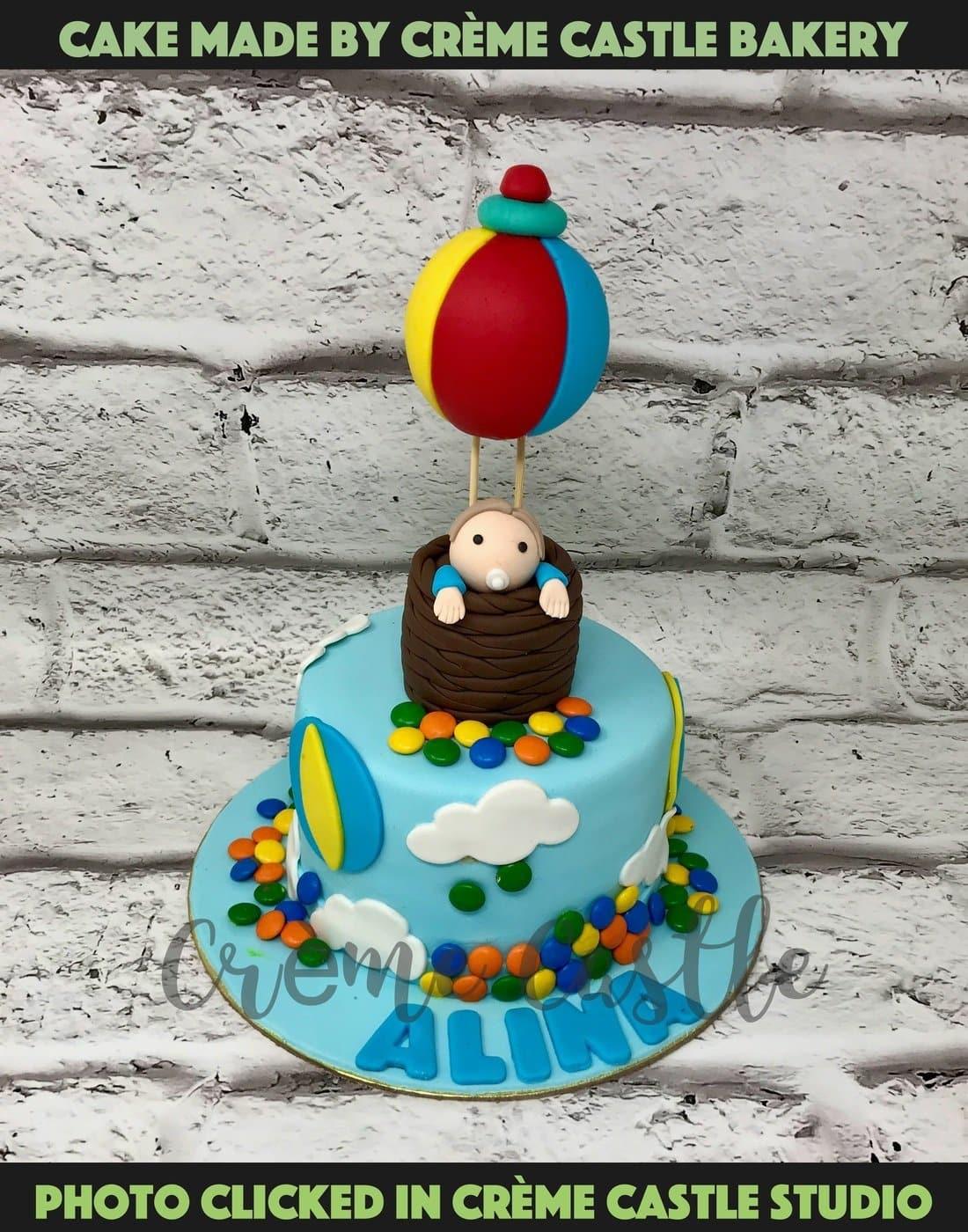 Baby in Balloon Design Cake - Creme Castle
