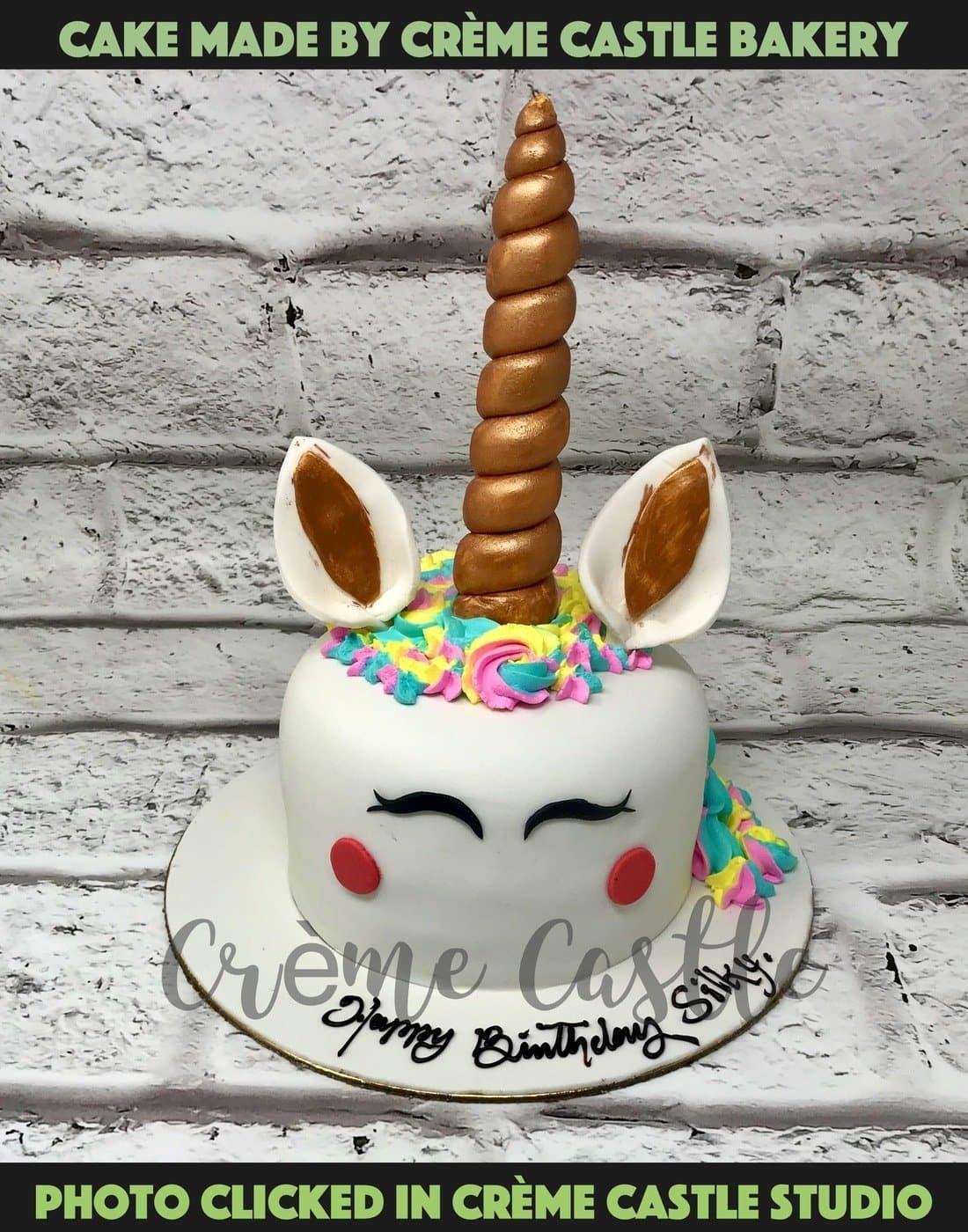 Unicorn Fondant Design Cake - Creme Castle