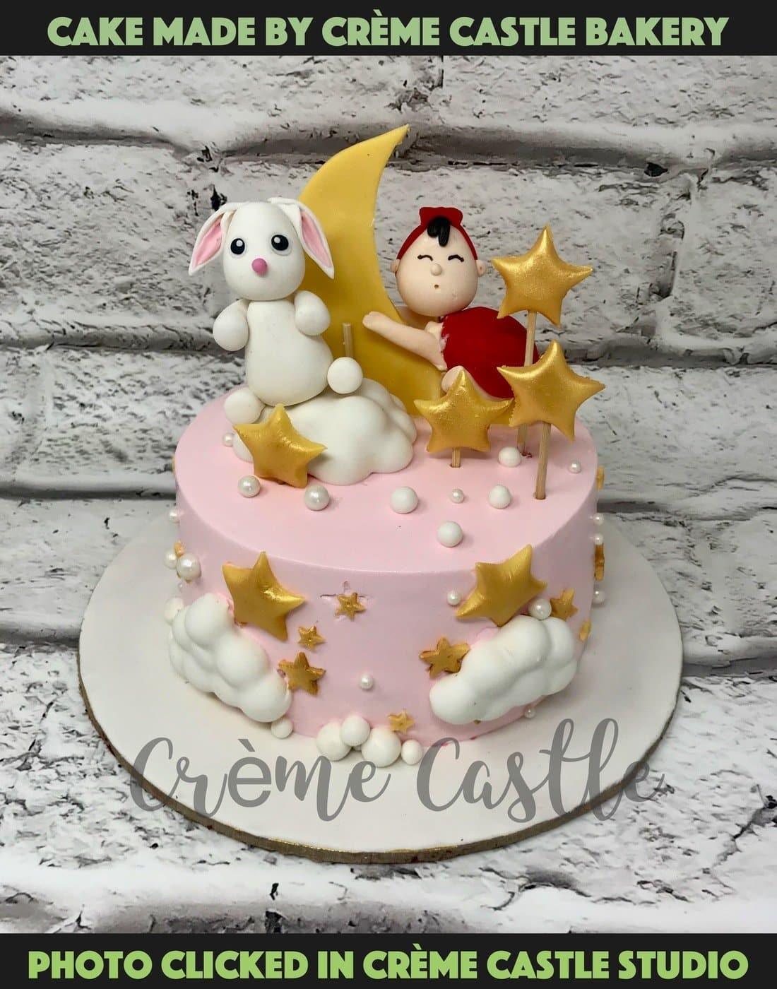 Baby on Moon Design Cake - Creme Castle