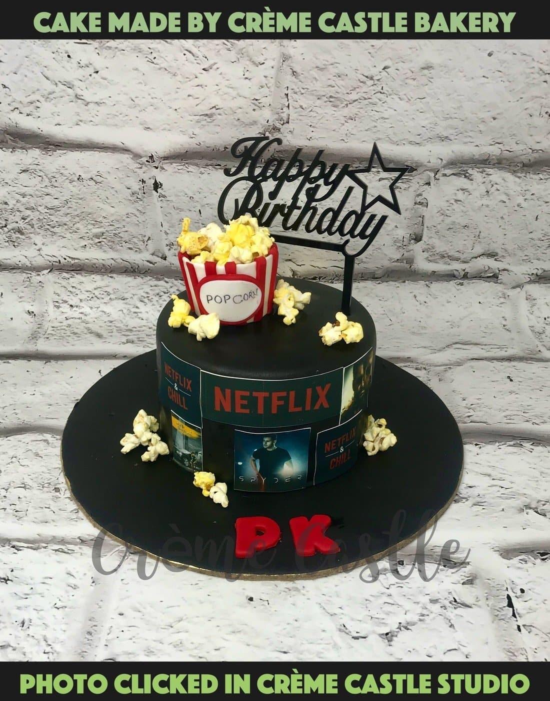 Netflix and Popcorn Design Cake - Creme Castle