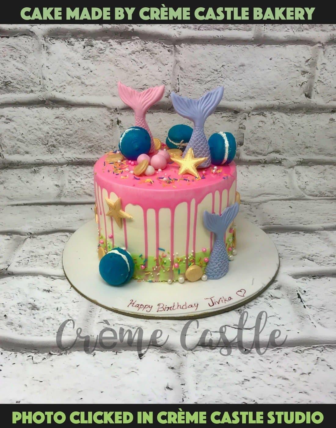 Mermaid Theme Cake in Drip by Creme Castle