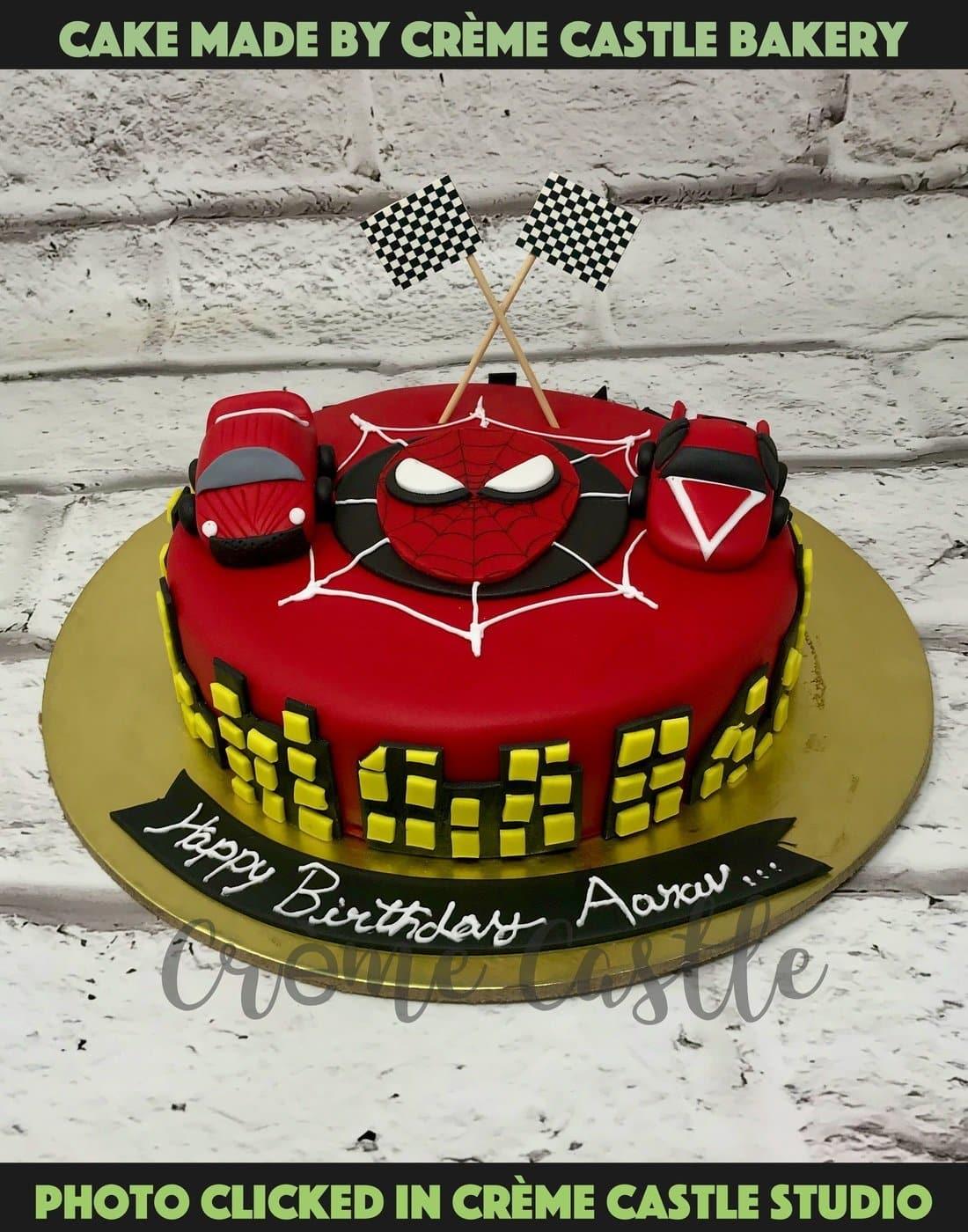 Spiderman and Cars Design Cake - Creme Castle